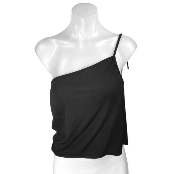 Tiger Mist Women's Black One Shoulder Sleeveless Cami Camisole Crop Tank Top S - Picture 1 of 4